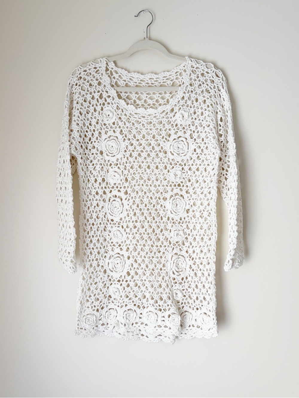 Handmade OffWhite  Crochet Swimsuit Coverup Dress